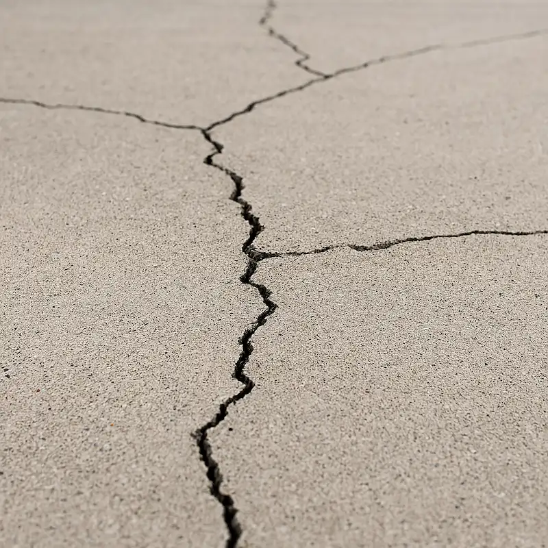 Hairline cracks in concrete driveways
