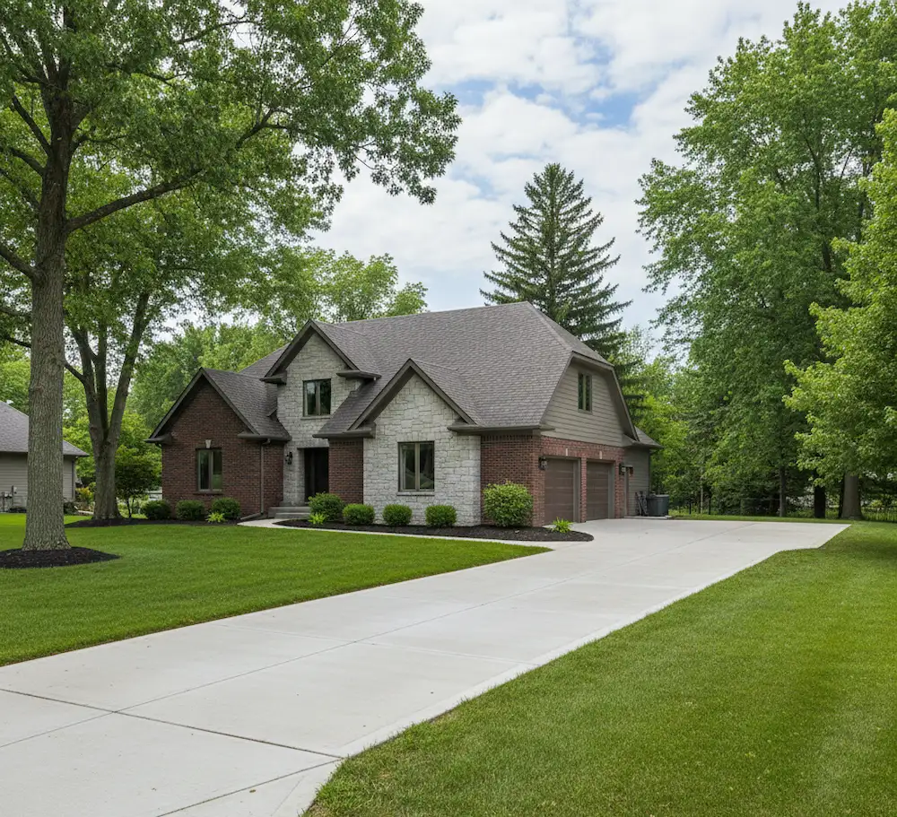 Newly installed concrete driveway at a Columbus, Ohio home